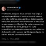 El expresidente Mauricio Macri se pronuncio este martes sobre el fallo de la Corte Suprema